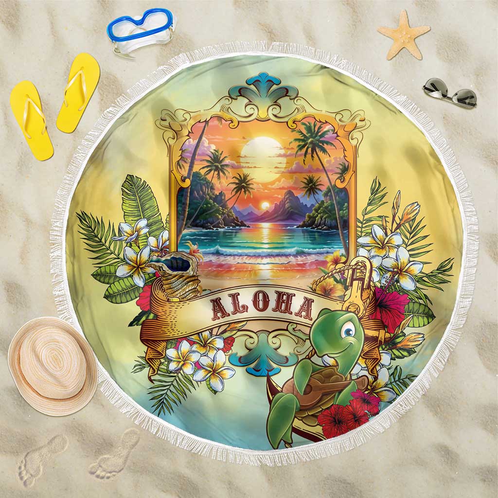 Aloha Hawaii Turtle Beach Blanket Retro Style LT05 One Size 150cm Beige - Polynesian Pride