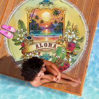 Aloha Hawaii Turtle Beach Blanket Retro Style LT05 - Polynesian Pride