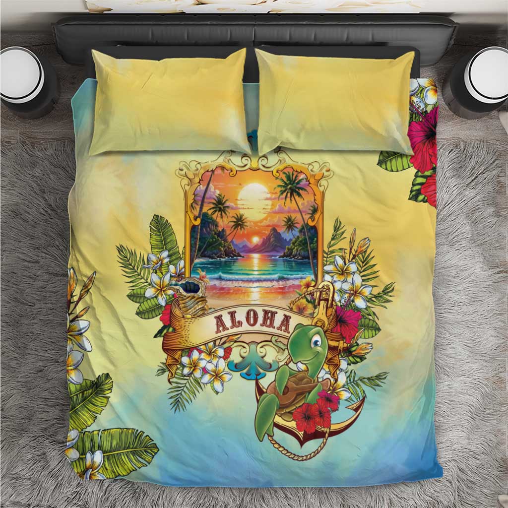 Aloha Hawaii Turtle Bedding Set Retro Style - Polynesian Pride