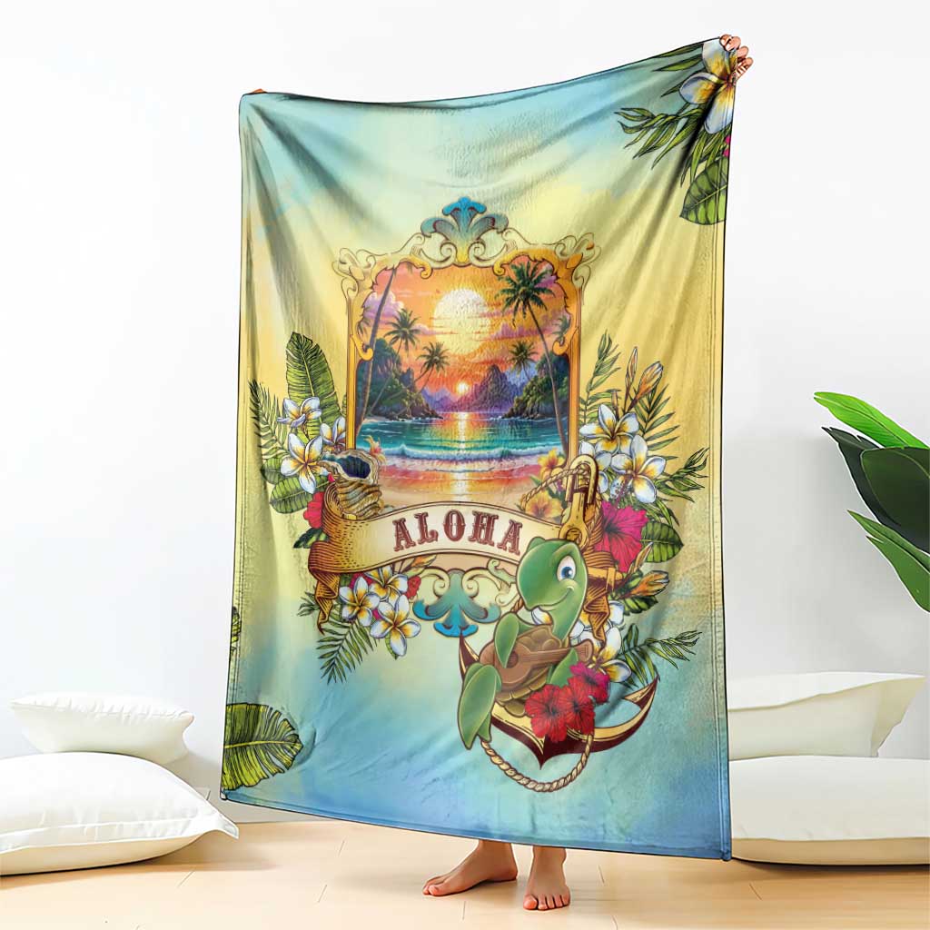 Aloha Hawaii Turtle Blanket Retro Style - Polynesian Pride