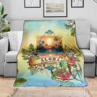 Aloha Hawaii Turtle Blanket Retro Style - Polynesian Pride