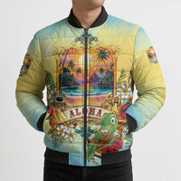 Aloha Hawaii Turtle Bomber Puffer Jacket Retro Style - Polynesian Pride