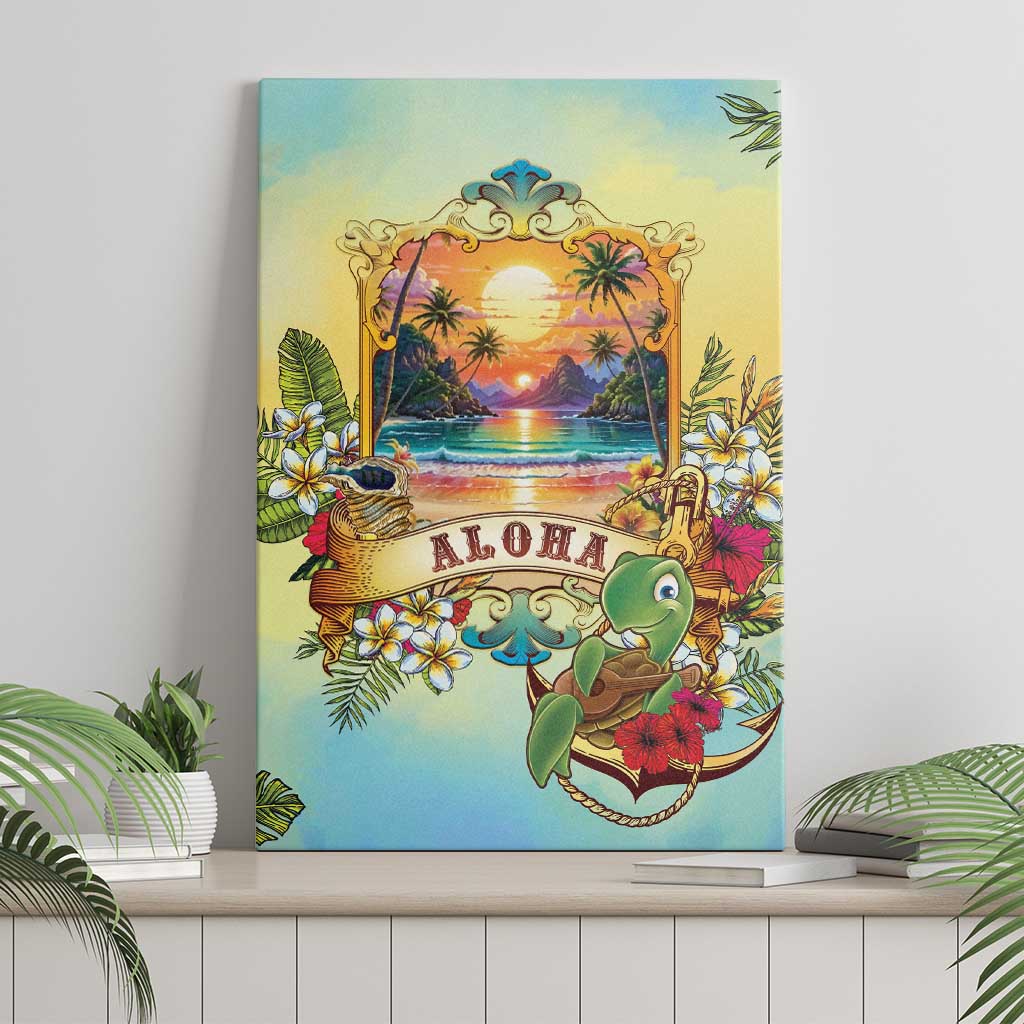 Aloha Hawaii Turtle Canvas Wall Art Retro Style LT05 - Polynesian Pride