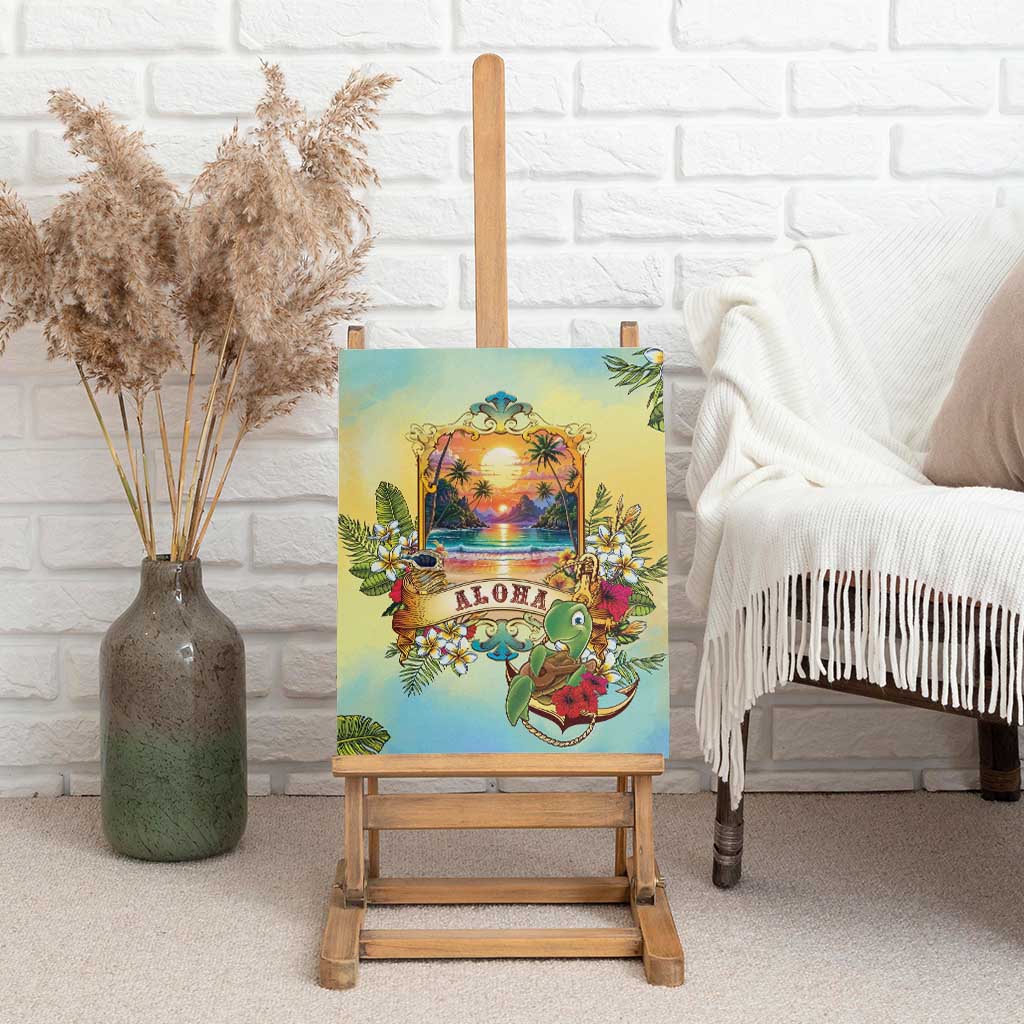Aloha Hawaii Turtle Canvas Wall Art Retro Style LT05 - Polynesian Pride