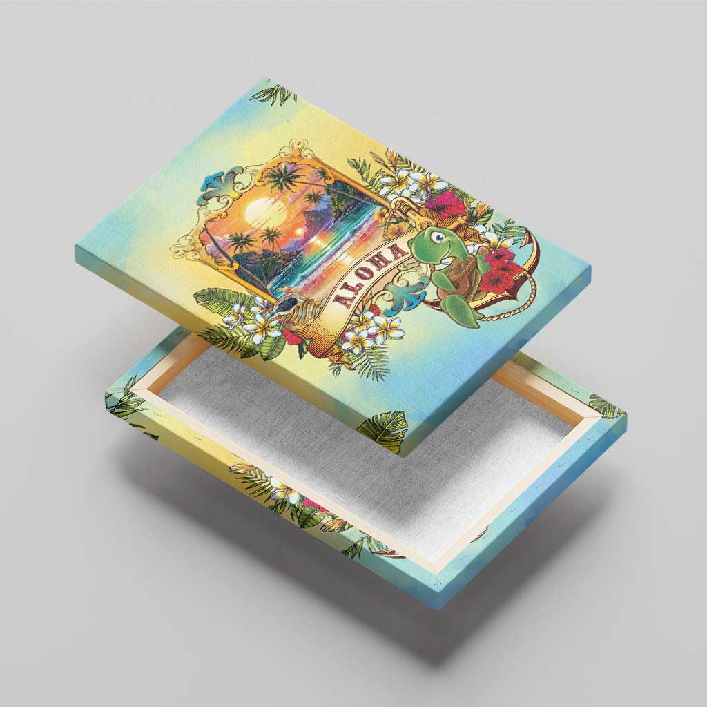 Aloha Hawaii Turtle Canvas Wall Art Retro Style LT05 - Polynesian Pride
