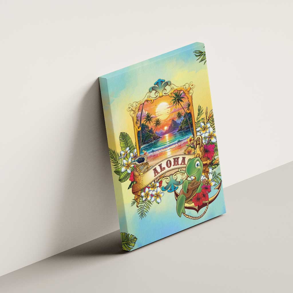 Aloha Hawaii Turtle Canvas Wall Art Retro Style LT05 - Polynesian Pride