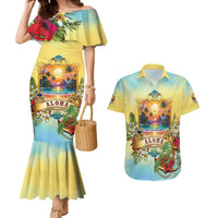 Aloha Hawaii Turtle Couples Matching Mermaid Dress and Hawaiian Shirt Retro Style LT05 Beige - Polynesian Pride