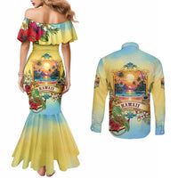 Aloha Hawaii Turtle Couples Matching Mermaid Dress and Long Sleeve Button Shirt Retro Style LT05 - Polynesian Pride