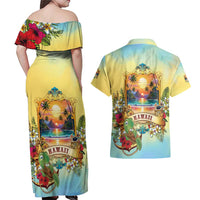 Aloha Hawaii Turtle Couples Matching Off Shoulder Maxi Dress and Hawaiian Shirt Retro Style LT05 - Polynesian Pride