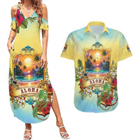 Aloha Hawaii Turtle Couples Matching Summer Maxi Dress and Hawaiian Shirt Retro Style LT05 Beige - Polynesian Pride