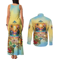 Aloha Hawaii Turtle Couples Matching Tank Maxi Dress and Long Sleeve Button Shirt Retro Style LT05 - Polynesian Pride