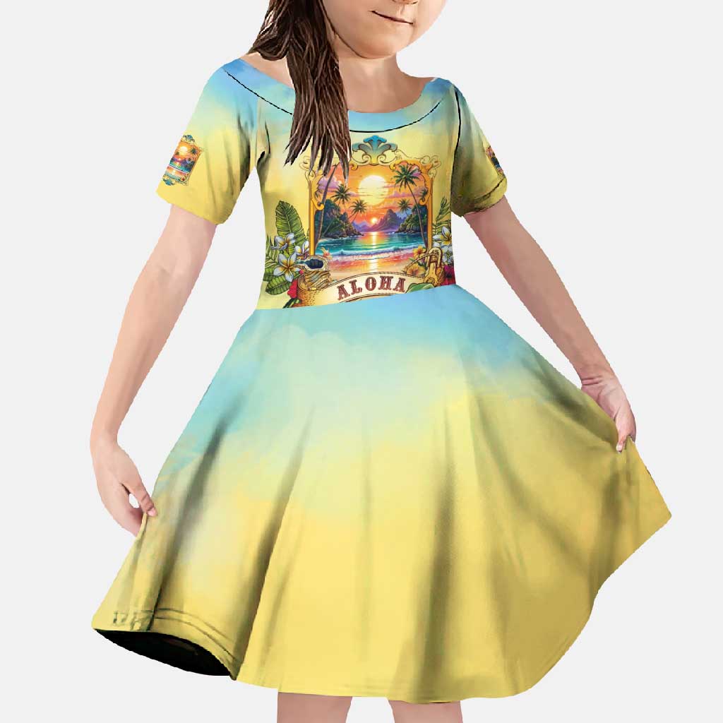 Aloha Hawaii Turtle Family Matching Long Sleeve Bodycon Dress and Hawaiian Shirt Retro Style - Polynesian Pride