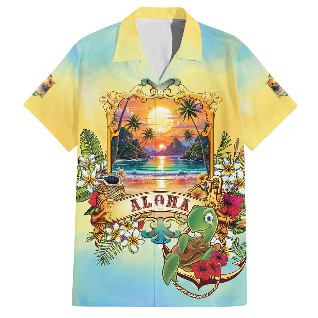 Aloha Hawaii Turtle Family Matching Long Sleeve Bodycon Dress and Hawaiian Shirt Retro Style - Polynesian Pride