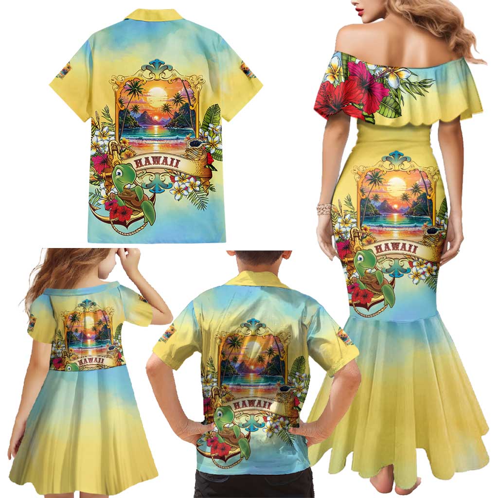Aloha Hawaii Turtle Family Matching Mermaid Dress and Hawaiian Shirt Retro Style LT05 - Polynesian Pride