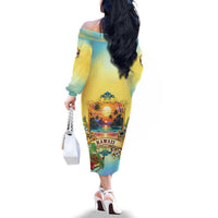 Aloha Hawaii Turtle Family Matching Off The Shoulder Long Sleeve Dress and Hawaiian Shirt Retro Style LT05 - Polynesian Pride