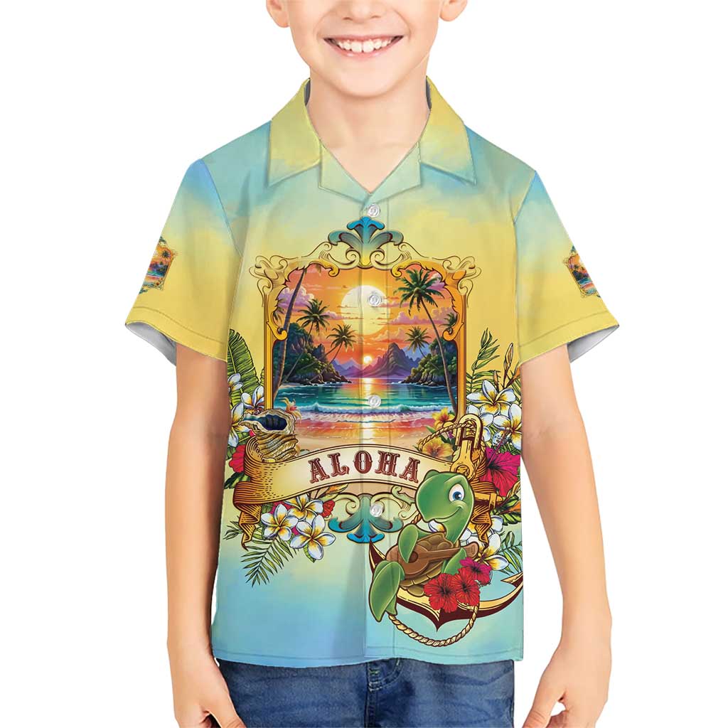 Aloha Hawaii Turtle Family Matching Short Sleeve Bodycon Dress and Hawaiian Shirt Retro Style - Polynesian Pride