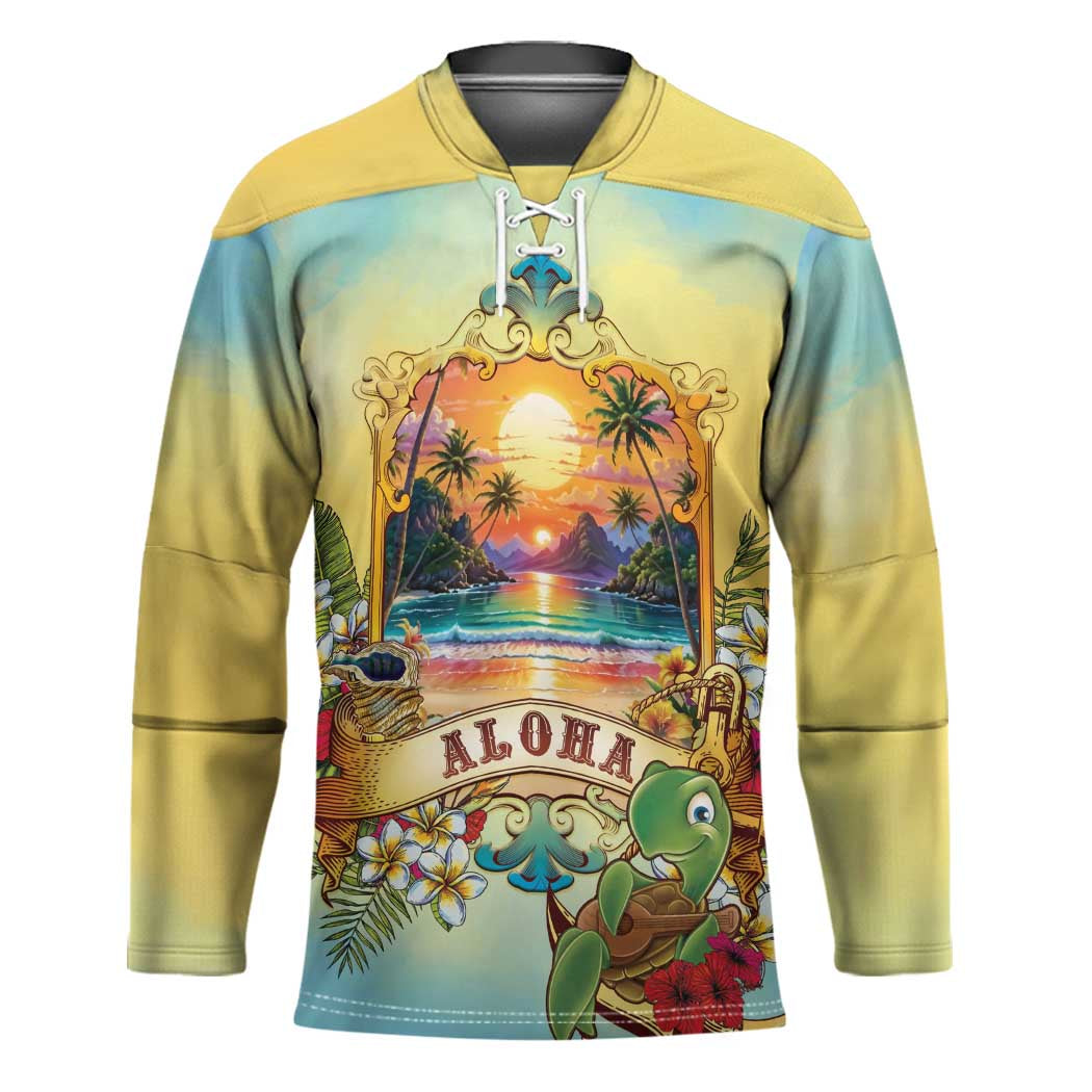 Aloha Hawaii Turtle Hockey Jersey Retro Style - Polynesian Pride