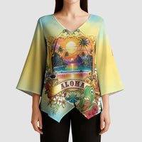 Aloha Hawaii Turtle Kimono Sleeve Blouse Retro Style - Polynesian Pride