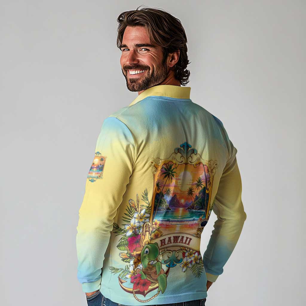 Aloha Hawaii Turtle Long Sleeve Polo Shirt Retro Style LT05 - Polynesian Pride