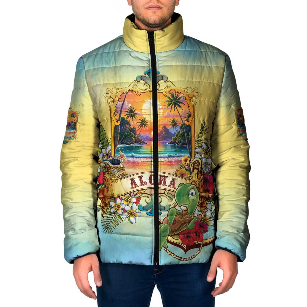 Aloha Hawaii Turtle Padded Jacket Retro Style - Polynesian Pride