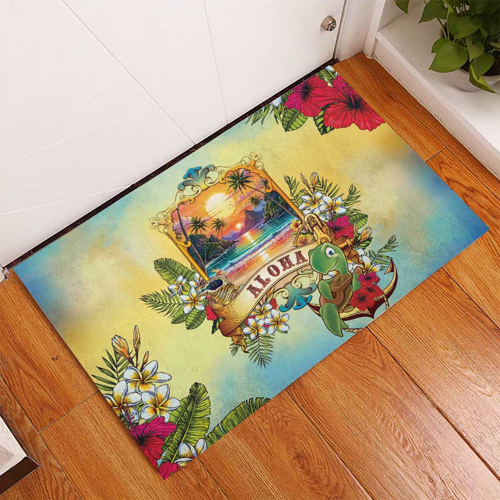 Aloha Hawaii Turtle Rubber Doormat Retro Style LT05 - Polynesian Pride
