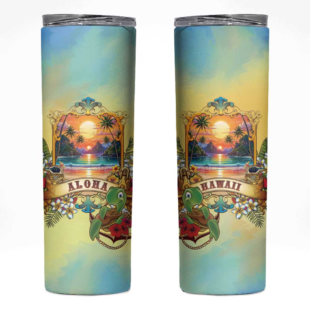 Aloha Hawaii Turtle Skinny Tumbler Retro Style - Polynesian Pride