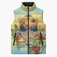 Aloha Hawaii Turtle Sleeveless Puffer Jacket Retro Style - Polynesian Pride
