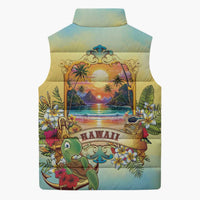 Aloha Hawaii Turtle Sleeveless Puffer Jacket Retro Style - Polynesian Pride