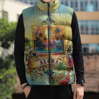 Aloha Hawaii Turtle Sleeveless Puffer Jacket Retro Style - Polynesian Pride
