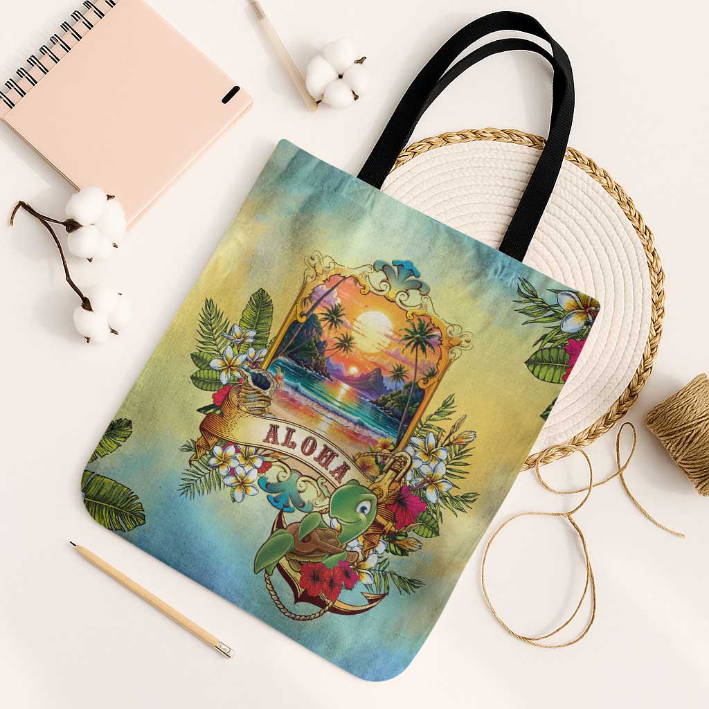 Aloha Hawaii Turtle Tote Bag Retro Style - Polynesian Pride