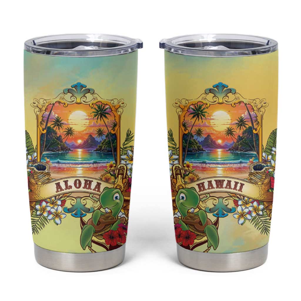 Aloha Hawaii Turtle Tumbler Cup Retro Style - Polynesian Pride