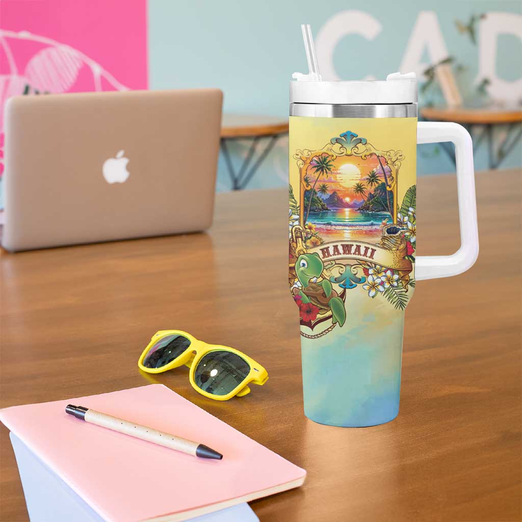 Aloha Hawaii Turtle Tumbler With Handle Retro Style - Polynesian Pride