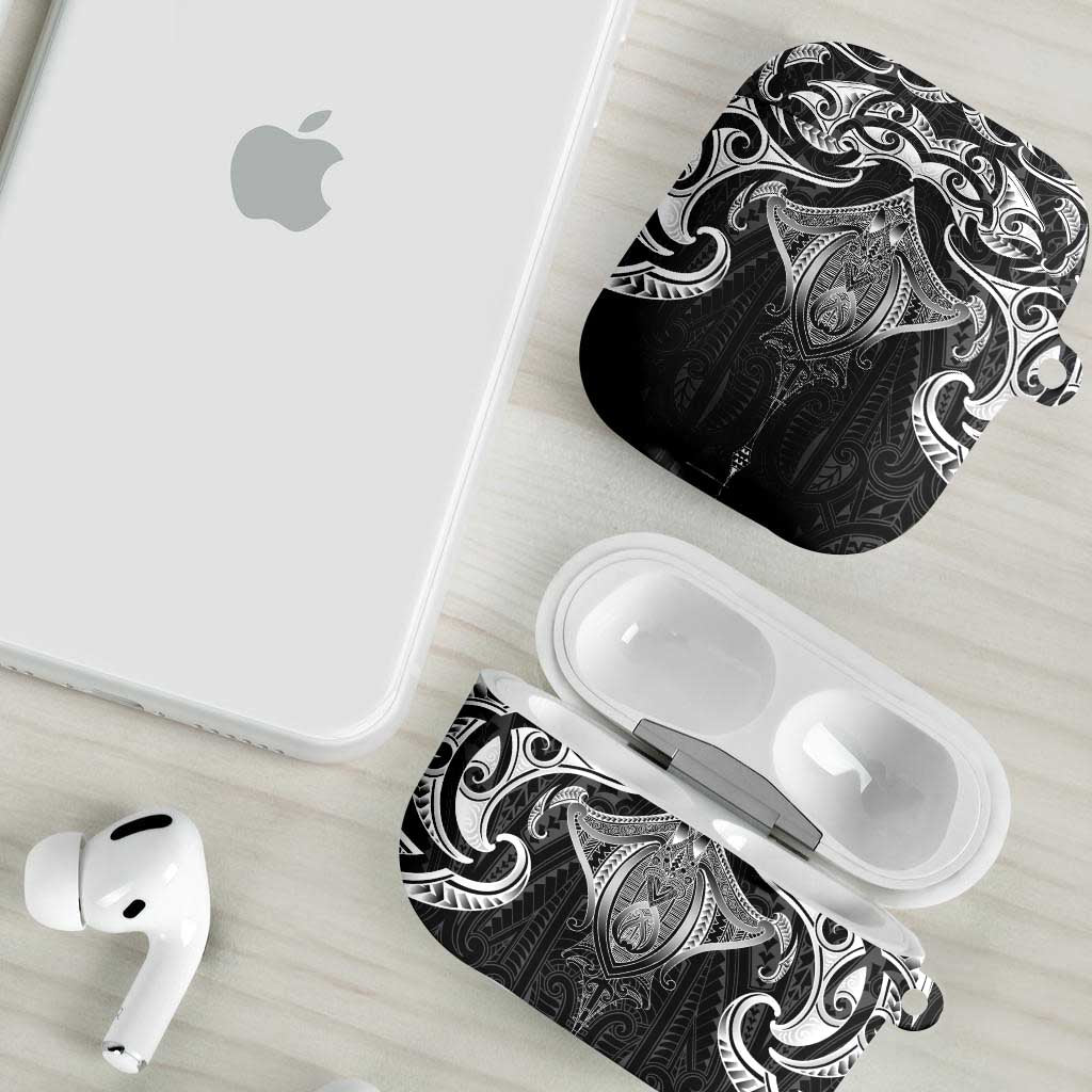 New Zealand Aotearoa AirPods Case Maori Manta Ray Moko Black - Polynesian Pride