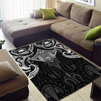 New Zealand Aotearoa Area Rug Maori Manta Ray Moko Black - Polynesian Pride