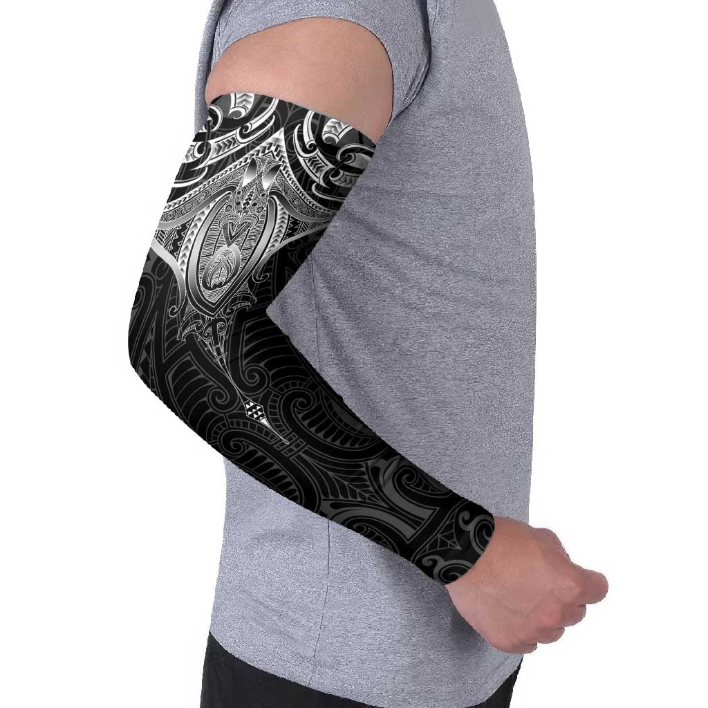 New Zealand Aotearoa Arm Sleeves Maori Manta Ray Moko Black - Polynesian Pride