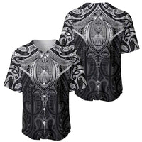 New Zealand Aotearoa Baseball Jersey Maori Manta Ray Moko Black - Polynesian Pride