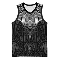 New Zealand Aotearoa Basketball Jersey Maori Manta Ray Moko Black LT05 Unisex Black - Polynesian Pride