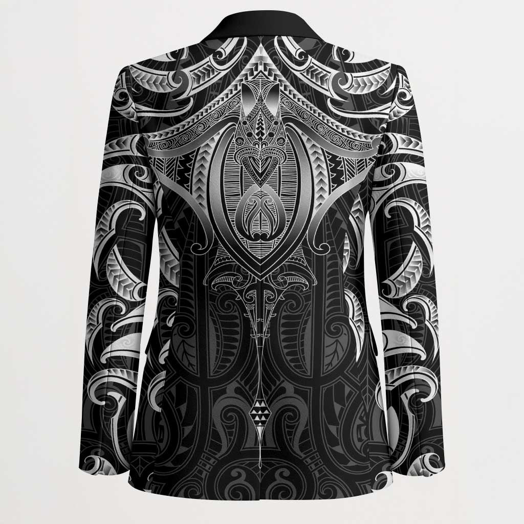 New Zealand Aotearoa Blazer Maori Manta Ray Moko Black - Polynesian Pride