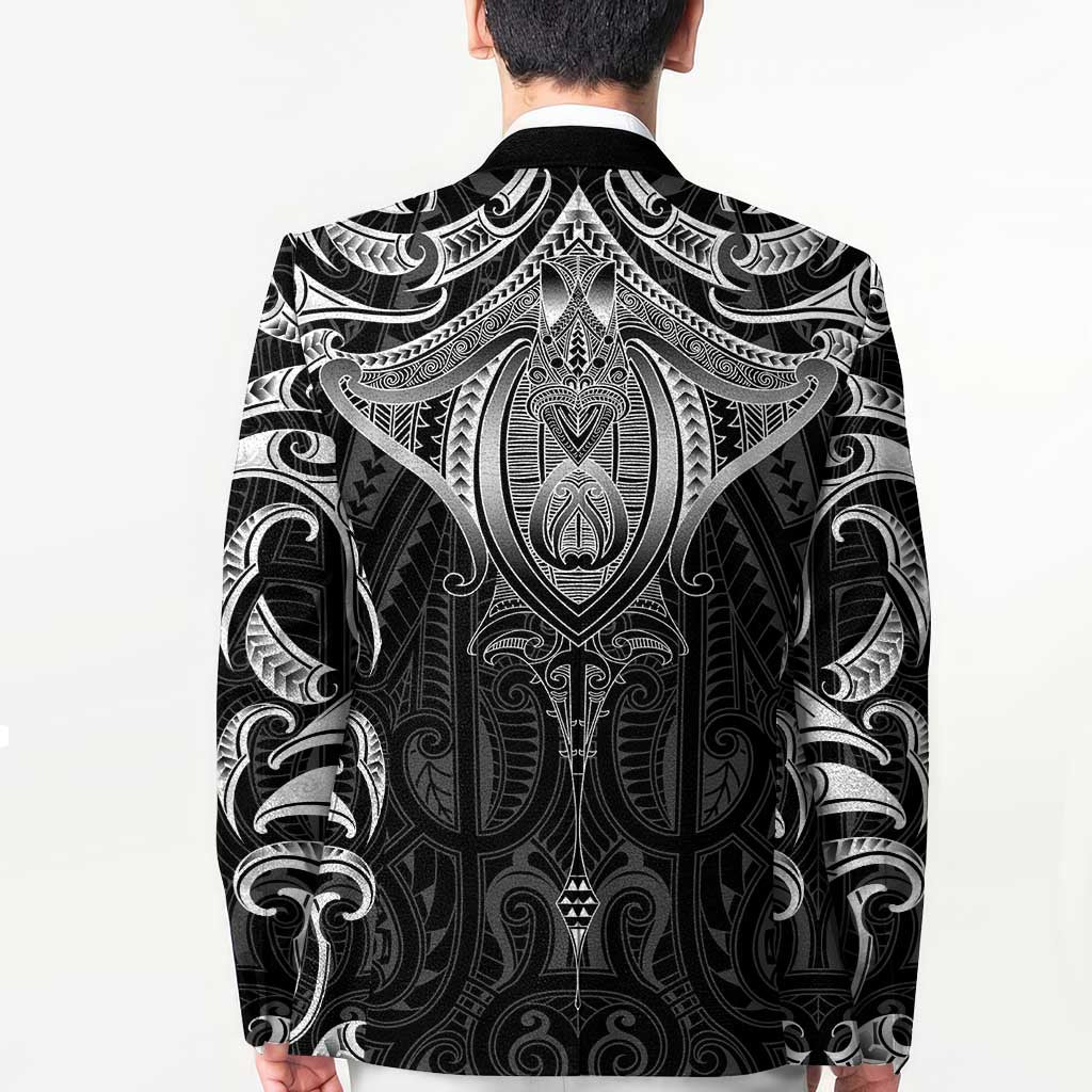 New Zealand Aotearoa Blazer Maori Manta Ray Moko Black - Polynesian Pride