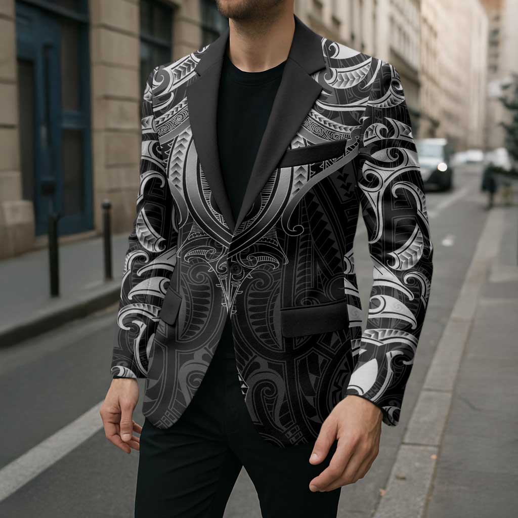 New Zealand Aotearoa Blazer Maori Manta Ray Moko Black - Polynesian Pride