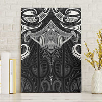 New Zealand Aotearoa Canvas Wall Art Maori Manta Ray Moko Black - Polynesian Pride