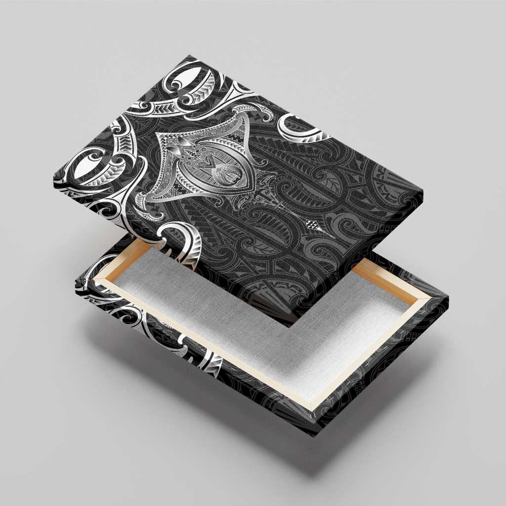 New Zealand Aotearoa Canvas Wall Art Maori Manta Ray Moko Black - Polynesian Pride
