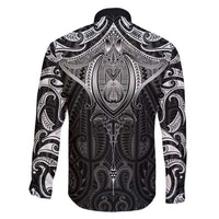 New Zealand Aotearoa Family Matching Mermaid Dress and Hawaiian Shirt Maori Manta Ray Moko Black - Polynesian Pride