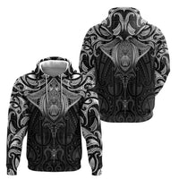 New Zealand Aotearoa Hoodie Maori Manta Ray Moko Black - Polynesian Pride