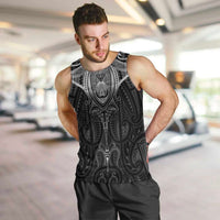 New Zealand Aotearoa Men Tank Top Maori Manta Ray Moko Black - Polynesian Pride