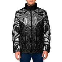 New Zealand Aotearoa Padded Jacket Maori Manta Ray Moko Black LT05 Men Black - Polynesian Pride
