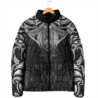 New Zealand Aotearoa Padded Jacket Maori Manta Ray Moko Black LT05 - Polynesian Pride