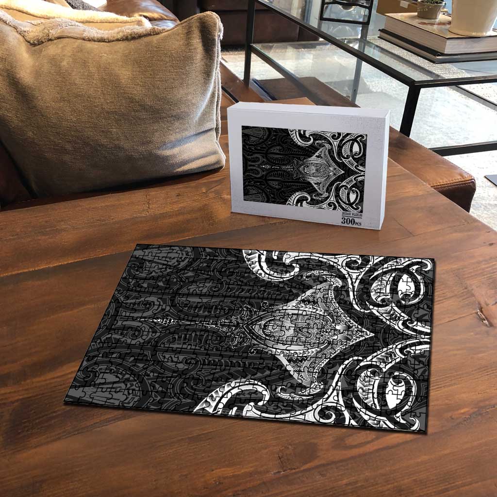 New Zealand Aotearoa Puzzle Maori Manta Ray Moko Black LT05 - Polynesian Pride