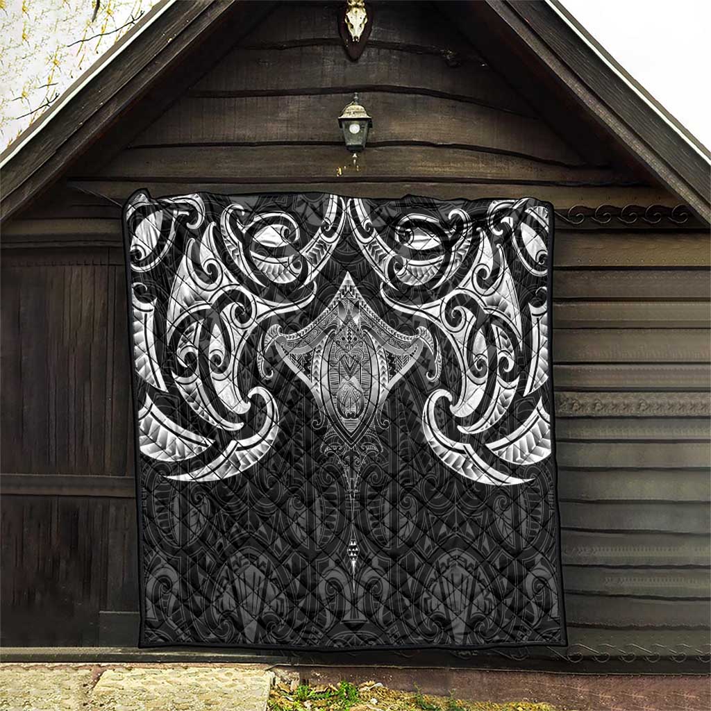 New Zealand Aotearoa Quilt Maori Manta Ray Moko Black - Polynesian Pride