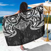 New Zealand Aotearoa Sarong Maori Manta Ray Moko Black - Polynesian Pride